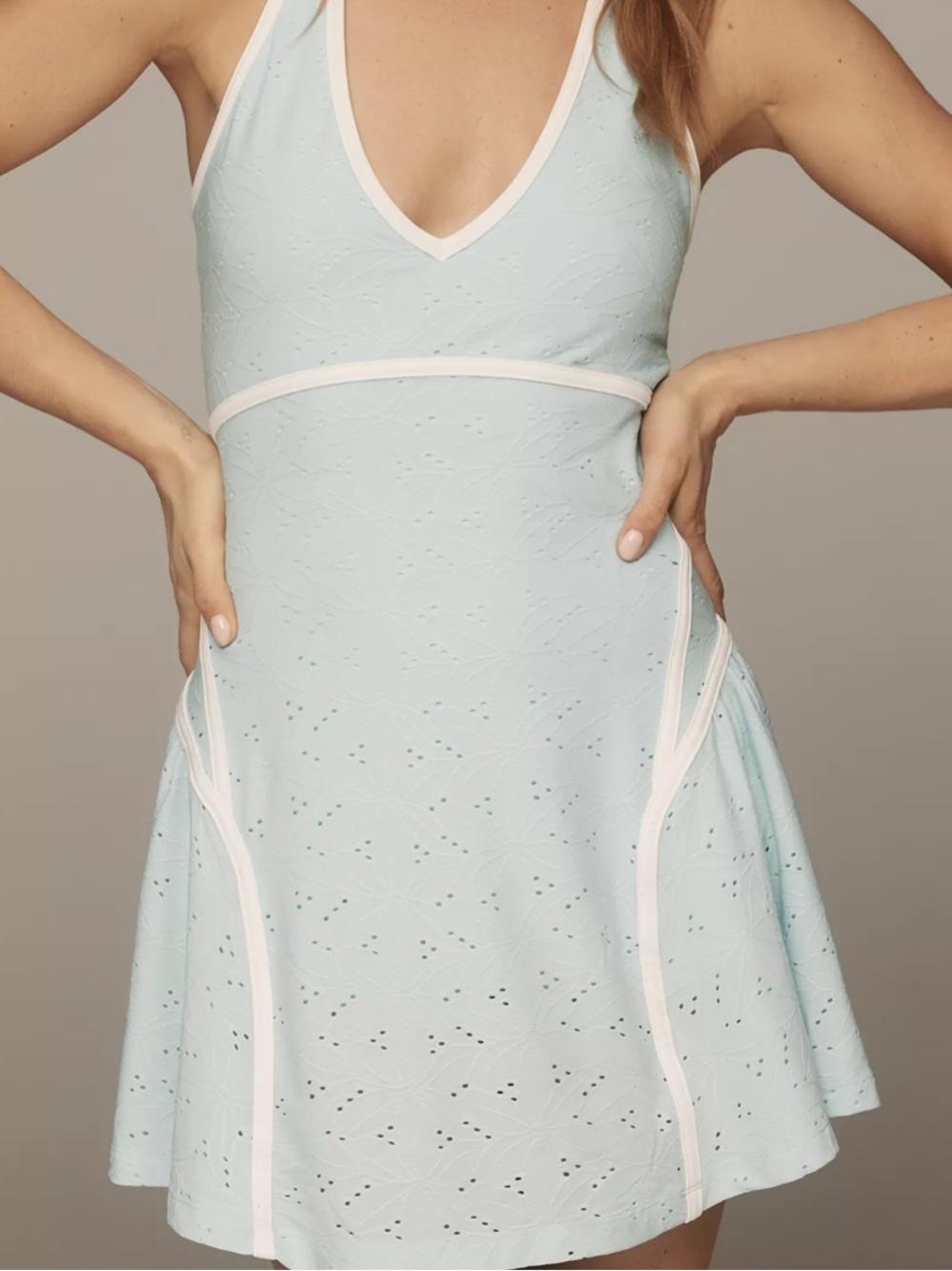 Daily Practice Golfer Swing Dress in Waypoint light blue XL textured lace